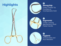 Towel Clamp 5″ Backhaus Forceps Gold Plated Surgical Instruments ARTMAN