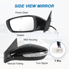 Left Driver Side View Mirror Black Compatible with 2011-2014 Hyundai Sonata Heat
