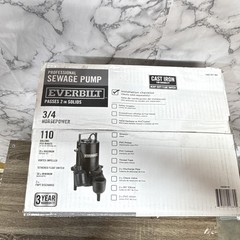 Everbilt Sewage Pump Submersible 3/4 HP 110 GPM Cast Iron 2in 115V