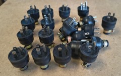 2 New 20A 125V Male Round Rubber Plugs Industrial (2-Flat 1-Round) Free US Ship