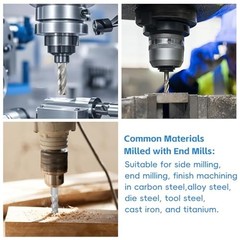 Square End Mill 1/2″ Cutting Dia X 1/2″ Shank Dia 4 Flute Straight End Mill Cut