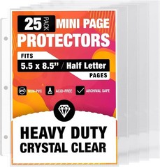 Half Letter 8.5×5.5’’ Pack of 25 Heavy Duty Page Sleeve Protectors for Mini 3…