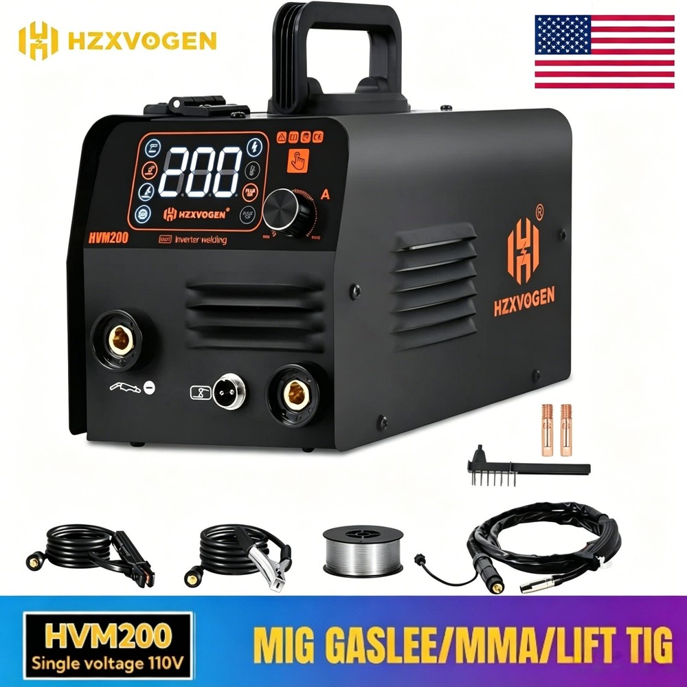 Mini HZXVOGEN HVM200 MMA Welder 110V LCD Display Household Inverter Welding Gear