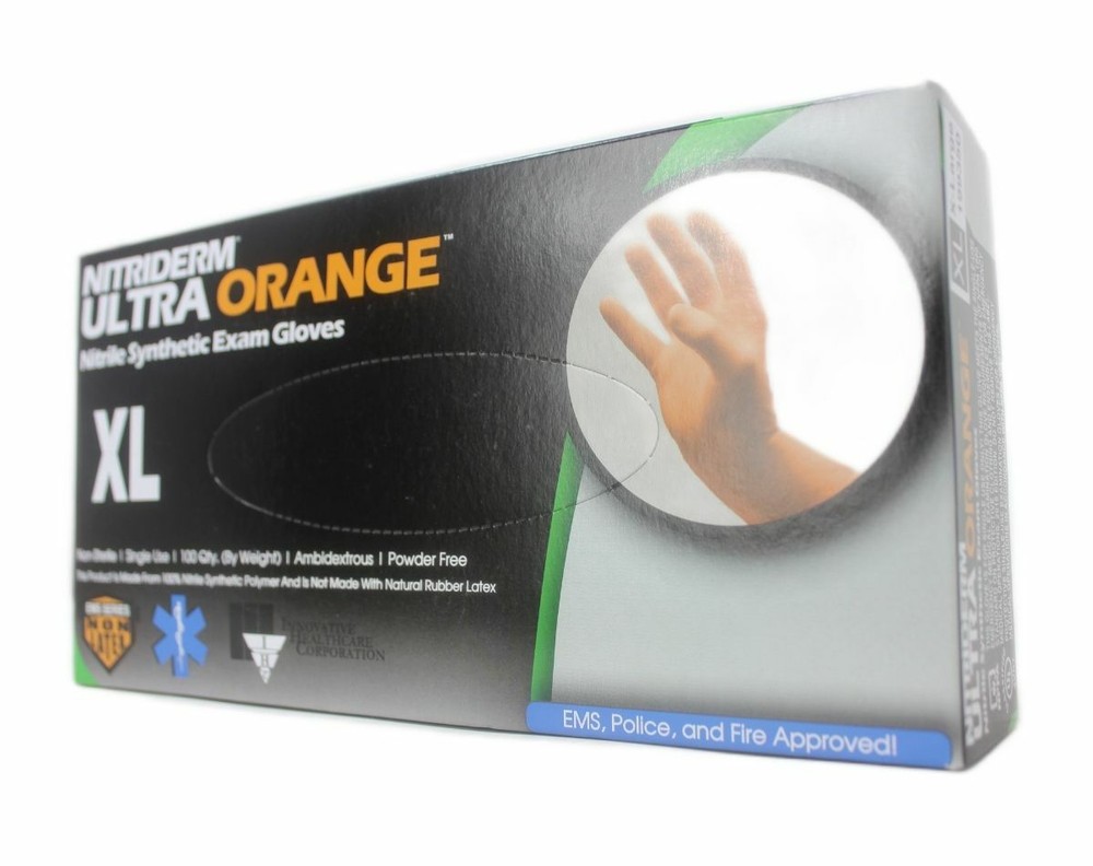NitriDerm® Ultra Orange™ Nitrile Exam Gloves XL – 100ct