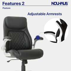 +Posture Ergonomic PU Leather Office Chair. Click5 Lumbar Support with Flipadjus