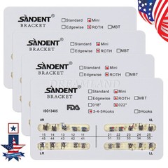 10 Kit Dental Orthodontic Metal Brackets Braces Mini Roth Slot.022 3-4-5 Hooks H