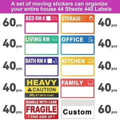 440 Count 3.5″ x 2″ Large Home Moving Packing 3.5 x 2 inches, Multicolor