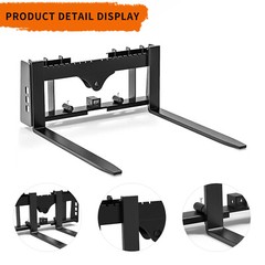 45″ 2500LB Skid Steer Pallet Fork Attachment Blades W/Receiver Hitch Frame Heavy