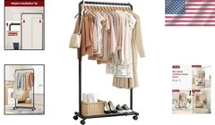 Clothing Clothes Rack on Wheels Heavy Duty Portable Wardrobe Storage