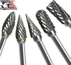 1/4” Double Cut Tungsten Steel Carbide Rotary Burr Die Grinder Shank Bit Set US