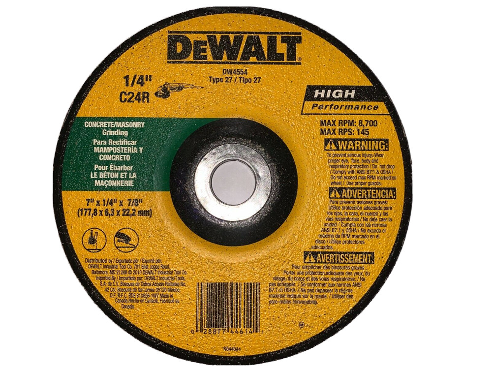 DEWALT DW4554 7X1/4X7/8 MASONRY WHEEL TYPE 27
