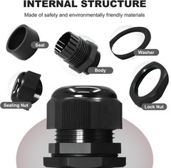 1/2″ NPT Cable Glands 12 Pc IP68 Waterproof Nylon Strain Relief Cord Grip
