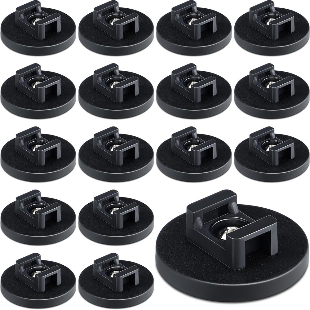 15 Pcs Magnetic Zip Tie Mount Base Black Magnetic Cable Clips Wire Holder Multip