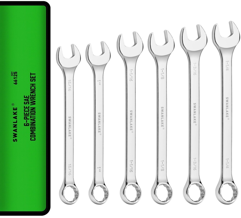 6-Piece All-Purpose Combination Wrench Set, SAE & Standard 15/16” to 1-1/4”…