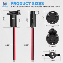 MICTUNING Trolling Motor Plug and Receptacle 12-24V 8 AWG Socket for Marine Boat