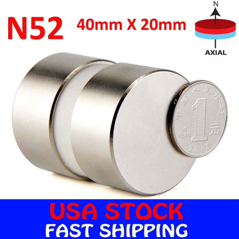 N52 Large Neodymium Rare Earth Magnet Big Super Strong Huge Size 40mm*20mm