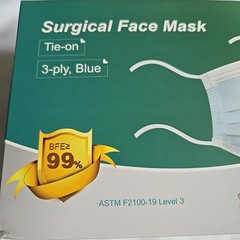 50pcs 3-Ply Face Mask Non-Medical Surgical Tie-on Mouth Cover 50/Box Level 3