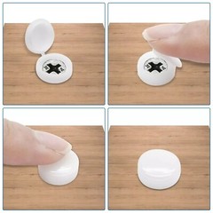 100pcs White Plastic Hinged Screw Cover Caps with Washer Flip Tops, Premium Fold