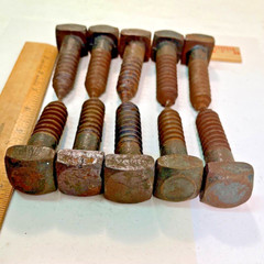 10 Vintage Square Head Lag Bolts 3/4 diameter by 3 inches long 1 1/4 square head