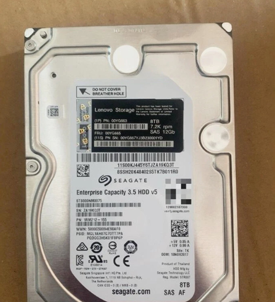 One New Lenovo 00YG663 00YG665 SAS 8TB 12G 7.2K 3.5in DS4200 DS6200 Hard Drive
