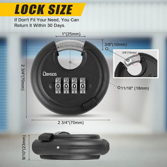 Combination Disc Padlocks for Outdoor – Heavy Duty 4 Digit Code Lock, Combo Disc