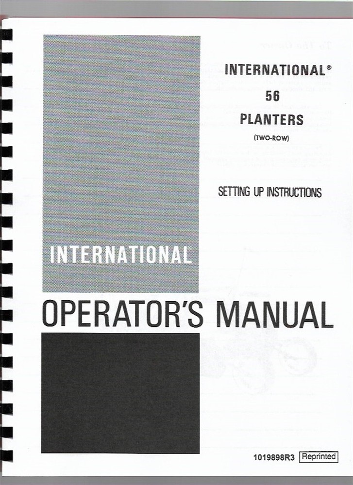 IH International 56 Two Row Planter Operators Owners Manual