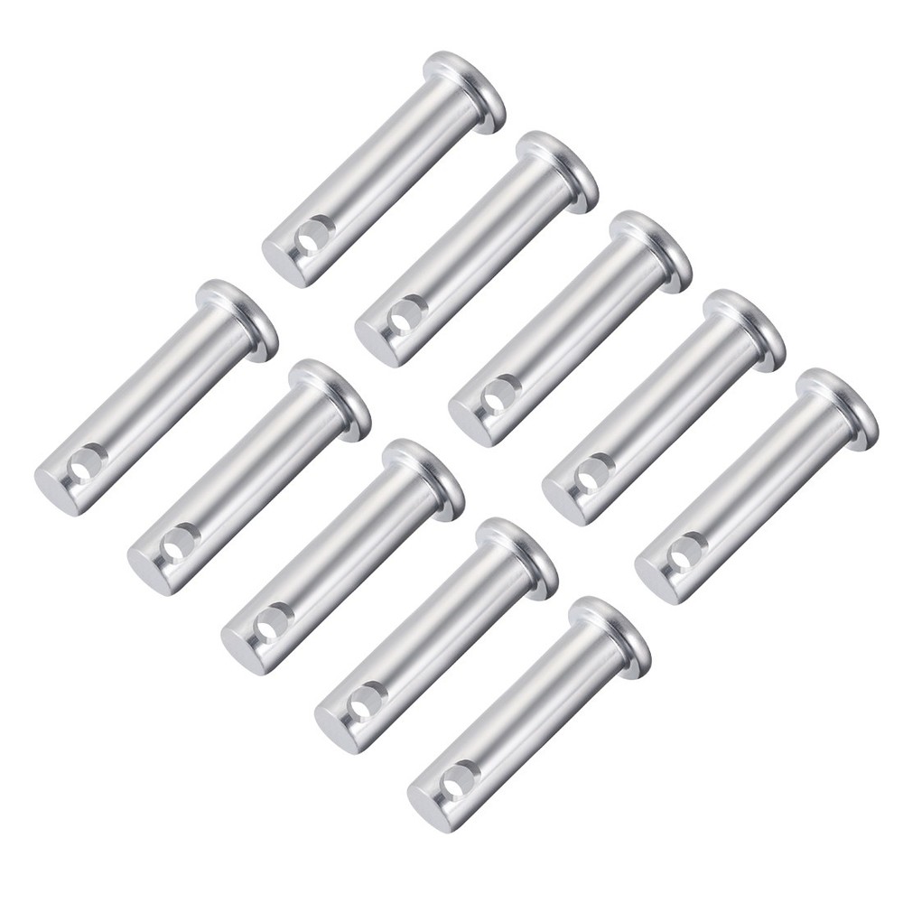 Single Hole Clevis Pins 8mm x 25mm Flat Head Zinc-Plating Steel 10Pcs