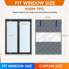 Winter Visible Insulated Window Curtain 47″x63″, Oxford Cloth Thermal Insulat…