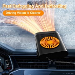 200W 12V Car Heater Cooling Fan for Windshield Defrosting – Orange/Black