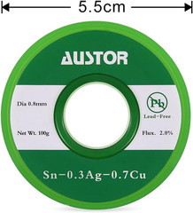 AUSTOR 0.8Mm Lead Free Solder Wire with Rosin Core, 100G