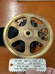 QTY 1 UNKNOWN MAKE HUB-LESS BRONZE SPUR GEAR-CLOCK 24 PITCH 108 TEETH 3/8″ BORE