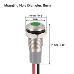 AC/DC 12V-24V 8mm Signal Indicator Lights Metal Shell for Industry Green LED