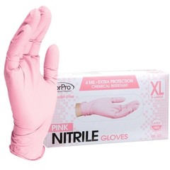 Large Pack of 100 Pink Nitrile Gloves Disposable Food Safe Chemical Resistant