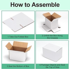 6x4x4 Shipping Boxes 50 Pack, White Cardboard Boxes Kraft Corrugated Mailer B…
