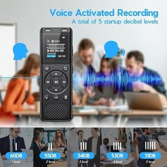 64GB Digital Voice Recorder with Playback & Voice Activation for Professionals