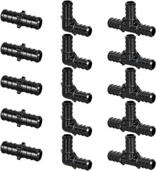 1/2″ Poly PPSU Barb Crimp PEX Fitting, 15pcs PEX Fitting Combo, Elbows Tees S…