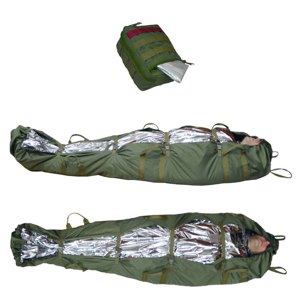 DERBY Tactical Rescue Stretcher Folding Drag Litter Nylon 8 Handles MOLLE Pouch
