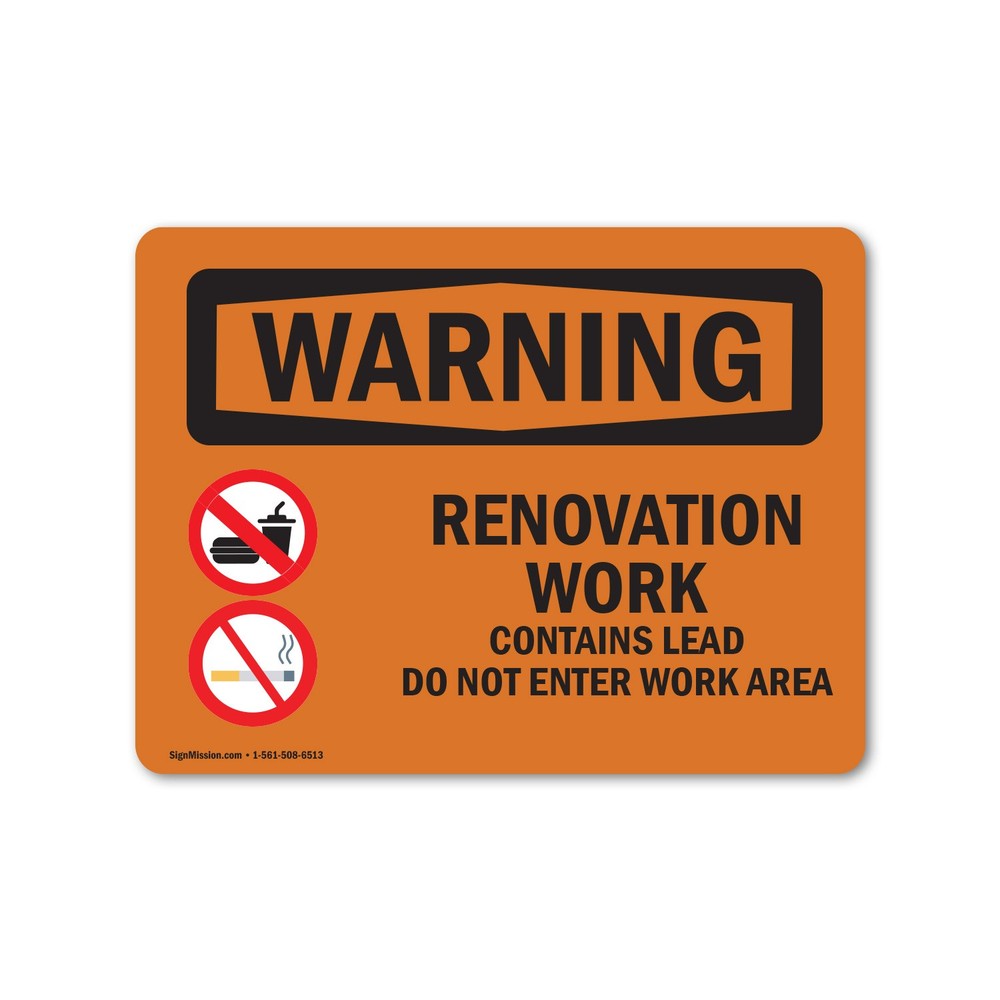Renovation Work Contains Lead Do Not Enter ANSI Warning Sign Metal Plastic Decal