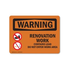 Renovation Work Contains Lead Do Not Enter ANSI Warning Sign Metal Plastic Decal
