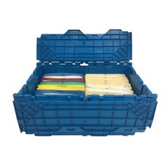 UBMOVE Storage and Packing Plastic Tote Crate Attached Lid Flip Top, 27″x16.9″x1