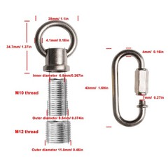 2 PCS Brush Nickel Hook Rings For Light Fixture M10/M12 Available 2 Link Buckles