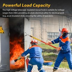 35KV High Voltage Telescopic Insulated Rescue Hook/Pole, 13.1Ft Telescopic