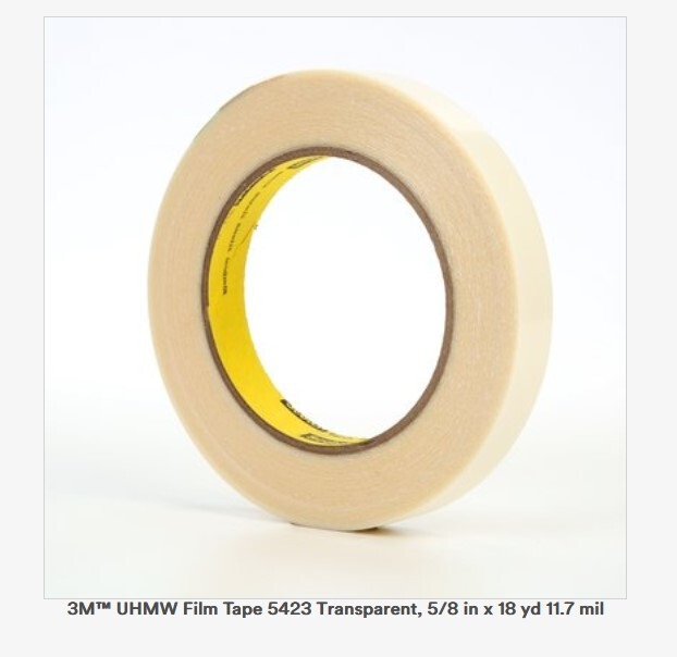 3M 5423 5/8IN X 18YD UHMW FILM TAPE CHEMICAL RESISTANT ABRASION RESISTANT