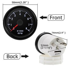 RPM Tachometer 2-1/16″ 52mm Automotive Tachometer for Car 8000 RPM Tach Gauge…