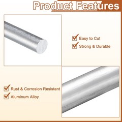 2Pcs 1″(25mm) Dia Round Aluminum Rod, 16″ Long 6061 Aluminum Round Bar Stock 15