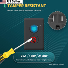 TOPELER Black Duplex Receptacle Outlet, Tamper-Resistant 20 Amp,