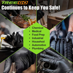 10 Mil Black Nitrile Gloves Large, Heavy Duty Disposable, Raised Diamond Texture