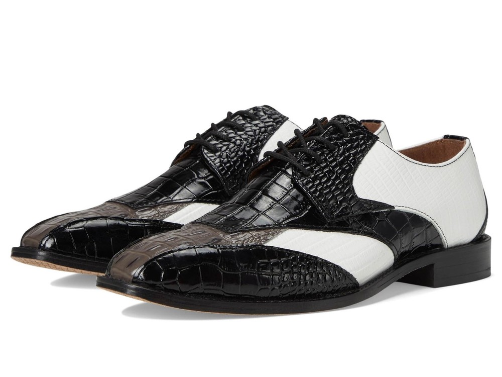 Stacy Adams Tristano Bike Toe Lace-Up 9.5 Wide Black/Gray/White