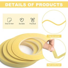 TSSART 4 Rolls 1/16 inch, 1/8 1/4 1/2 inch x 60 yards, Yellow