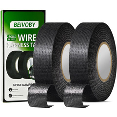 2 Rolls Automotive Wire Harness Tape, 50 Feet, High Temp Self-Adhesive Cloth Ele